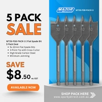 Major Tech MT26-FSB-PACK-3 | 32mm Flat Spade Bit | 5-Pack