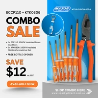 Major Tech MT26-FUSION-SET-4 | ECCP110 Cross Pliers + KTK0407S Screwdriver Set