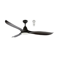Martec MWF1333MMR | Wave 1320mm 3 Blade DC Ceiling Fan | Tri-Colour LED Light | Remote Control | Black
