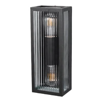 Oriel OL7652BK | Chicago Twin Ribbed Glass Outdoor Wall Light | Black Frame