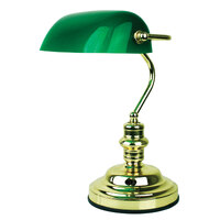 Oriel OL99441BP Bankers Lamp Switched With Green Glass Shade