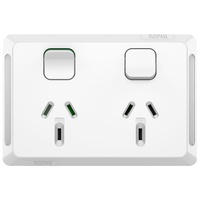 Clipsal Pro Series P3025D-XW | Double Power Point GPO 10Amp 250v Double Pole| Extra Vivid White P3025DXW
