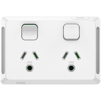 Clipsal Pro Series P3025L-XW | Double Power Point GPO 10Amp 250v Round Pins | Extra Vivid White P3025LXW