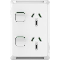 Clipsal Pro Series P3025V-XW | Vertical Double Power Point GPO 10 Amp 250v Extra Vivid White P3025VXW