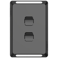 Clipsal Pro Series P3042C-BK | 2 Gang Skin Switch Cover Only (No Mech or Grid Plate)| Black