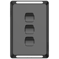 Clipsal Pro Series P3043C-BK | 3 Gang Skin Switch Cover Only (No Mech or Grid Plate)| Black
