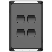 Clipsal Pro Series P3044C-BK | 4 Gang Skin Switch Cover Only (No Mech or Grid Plate)| Black