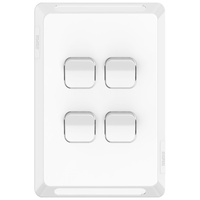 Clipsal Pro Series P3044C-XW | 4 Gang Skin Switch Cover Only (No Mech or Grid Plate)| Extra Vivid White