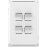 Clipsal Pro Series P3044VA-XW | 4 Gang 1/2 Way 20A/16AX 250v | Extra Vivid White P3044VAXW
