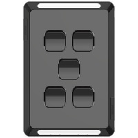 Clipsal Pro Series P3045C-BK | 5 Gang Skin Switch Cover Only (No Mech or Grid Plate)| Black