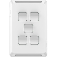 Clipsal Pro Series P3045VA-XW | 5 Gang 1/2 Way 20A/16AX 250v | Extra Vivid White P3045VAXW