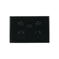 CSG POD10XMB-L | GEO Matte Black Double Power Point with Extra Switch | 10A