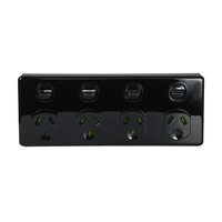 Trader Puma PUBIG4BK | 4 Gang Fixed Power Point Double Pole 10A (Black)