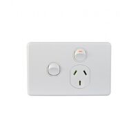 Trader Puma PUPPSW1G | 1 Gang 10A Power Point With Extra Switch 16A| White