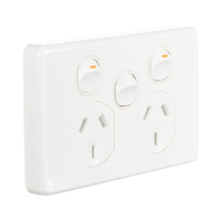 Trader Puma PUPPSW2G | 2 Gang 10A Power Point With Extra Switch 16A| White