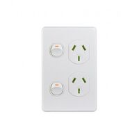 Trader Puma PUPPV2G | 2 Gang 10A Vertical Power Point | White