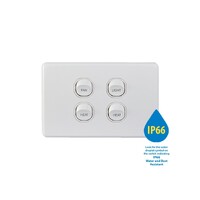 Trader Puma PUSW4G66FLHH | Switch Horizontal 4 Gang 10AX 250V IP66 Labelled FAN LIGHT HEAT HEAT
