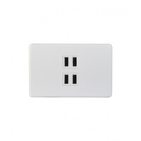 Trader Puma PUUSB4G | Fully Integrated Quad USB Charger Plate | White Product main image