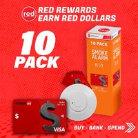 Red Smoke Alarms 10 x Bundle R10 | Photoelectric smoke alarm | 10 year Battery