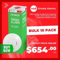 Red Smoke Alarms 10 x Bundle R10RF | Photoelectric RF Wireless smoke alarm | 10 year Battery