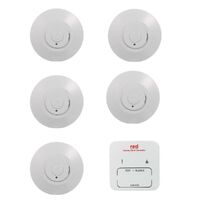 Red Smoke Alarms 5 x Bundle R10RF | Photoelectric RF Wireless smoke alarm | 10 year Battery | Remote Controller