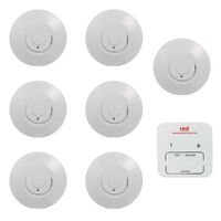 Red Smoke Alarms 7 x Bundle R10RF | Photoelectric RF Wireless smoke alarm | 10 year Battery | Remote Controller