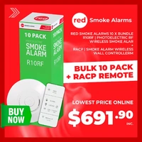 Red Smoke Alarms 10 x Bundle R10RF + RACP | Photoelectric RF Wireless Smoke Alarm | 10 year Battery | Wireless Controller