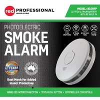 Red Smoke Alarms R10RFP | Photoelectric RF Wireless Smoke Alarm Pro | 10 Year sealed Lithium Battery