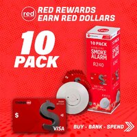 Red Smoke Alarms 10 x Bundle R240 | Photoelectric Smoke Alarm 240v/9v | Interconnectable