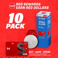 Red Smoke Alarms 10 x Bundle R240RC | Photoelectric Smoke Alarm 240v | 10 Year Lithium Battery | Interconnectable