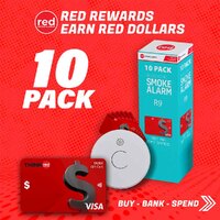 Red Smoke Alarms 10 x Bundle R9 | 9v battery stand-alone smoke alarm