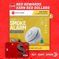 Red Smoke Alarms 6 x Bundle RFMDUAL | Photoelectric Dual Power 240V Smoke Alarm With 10-Year Lithium Backup