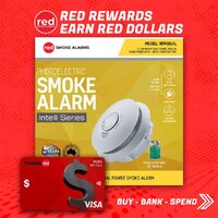 Red Smoke Alarms RFMDUAL | Photoelectric Dual Power 240V Smoke Alarm With 10-Year Lithium Backup