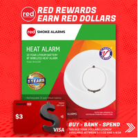 Red Smoke Alarms RHA10RF | Wireless Heat Alarm | 10 Year Lithium Battery | Interconnectable