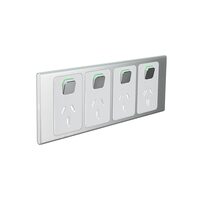 Clipsal Iconic STYL Quad Switched Internal Power point Cover Plate Silver | S3015/4C-SV