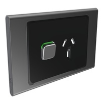 Clipsal Iconic STYL Single Switched Internal Power point Cover Plate Silver Shadow | S3015C-SH