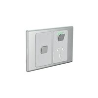 Clipsal Iconic STYL Single Switched Internal Power point with extra Switch Cover Plate Silver | S3015XC-SV
