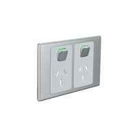 Clipsal Iconic STYL Double Switched Internal Power point Cover Plate Silver | S3025C-SV
