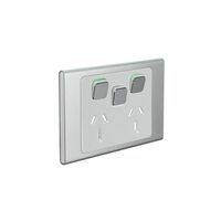 Clipsal Iconic STYL Double Switched Internal Power point with extra Switch Cover Plate Silver | S3025XC-SV