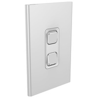 Clipsal Iconic STYL S3042C-SV | 2 Gang Switch Cover Plate | Silver | (Skin Only)