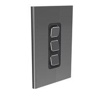 Clipsal Iconic STYL S3043C-SH | 3 Gang Switch Cover Plate | Silver Shadow | (Skin Only)