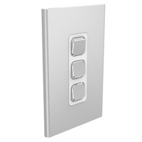 Clipsal Iconic STYL S3043C-SV | 3 Gang Switch Cover Plate | Silver | (Skin Only)