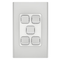 Clipsal Iconic STYL S3045C-SV | 5 Gang Switch Cover Plate | Silver | (Skin Only)