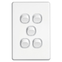 Clipsal SC2035VA | 5 Gang Switch 10Amp 250v White (Slimline Series)(Clearance)