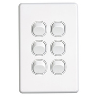Clipsal SC2036VA | 6 Gang Switch 10Amp 250v White (Slimline Series)(Clearance)