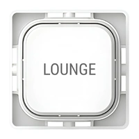 Clipsal Iconic SD-LOUNGE-TEXT-PB-VW | Custom Engraved Lounge Text Push Button Dolly | Vivid White