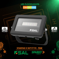 15W LED Starpad Floodlight Black IK07 | Tri Colour 3/4/5.700K | SAL SE7171/15TC/BK