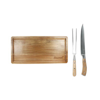 Starrett SKK-2WD | Cutting board with Carving Knife and Fork
