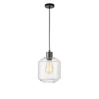 Stylux SL63511CL | Marconi Single Clear Glass Pendant 18cm | Black