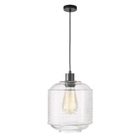 Stylux SL63512CL | Marconi Single Clear Glass Pendant 25cm | Black